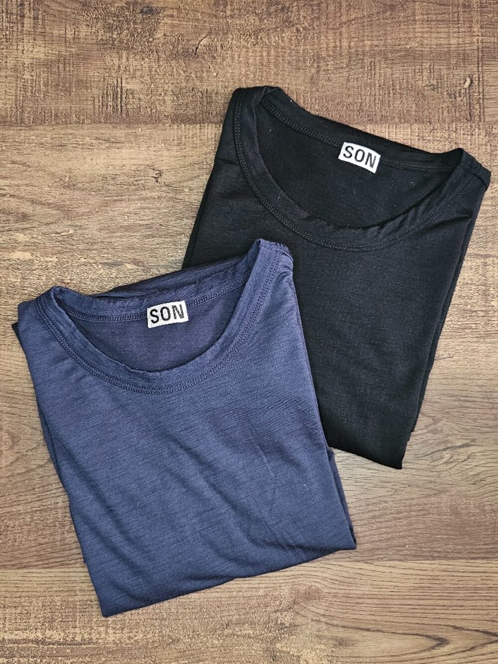 PAIR of Son of a Tailor 100% Extra Lightweight Merino Wool Tees T-Shirts Large
